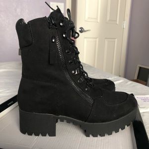 Nasty Gal faux suede lace up ankle boots